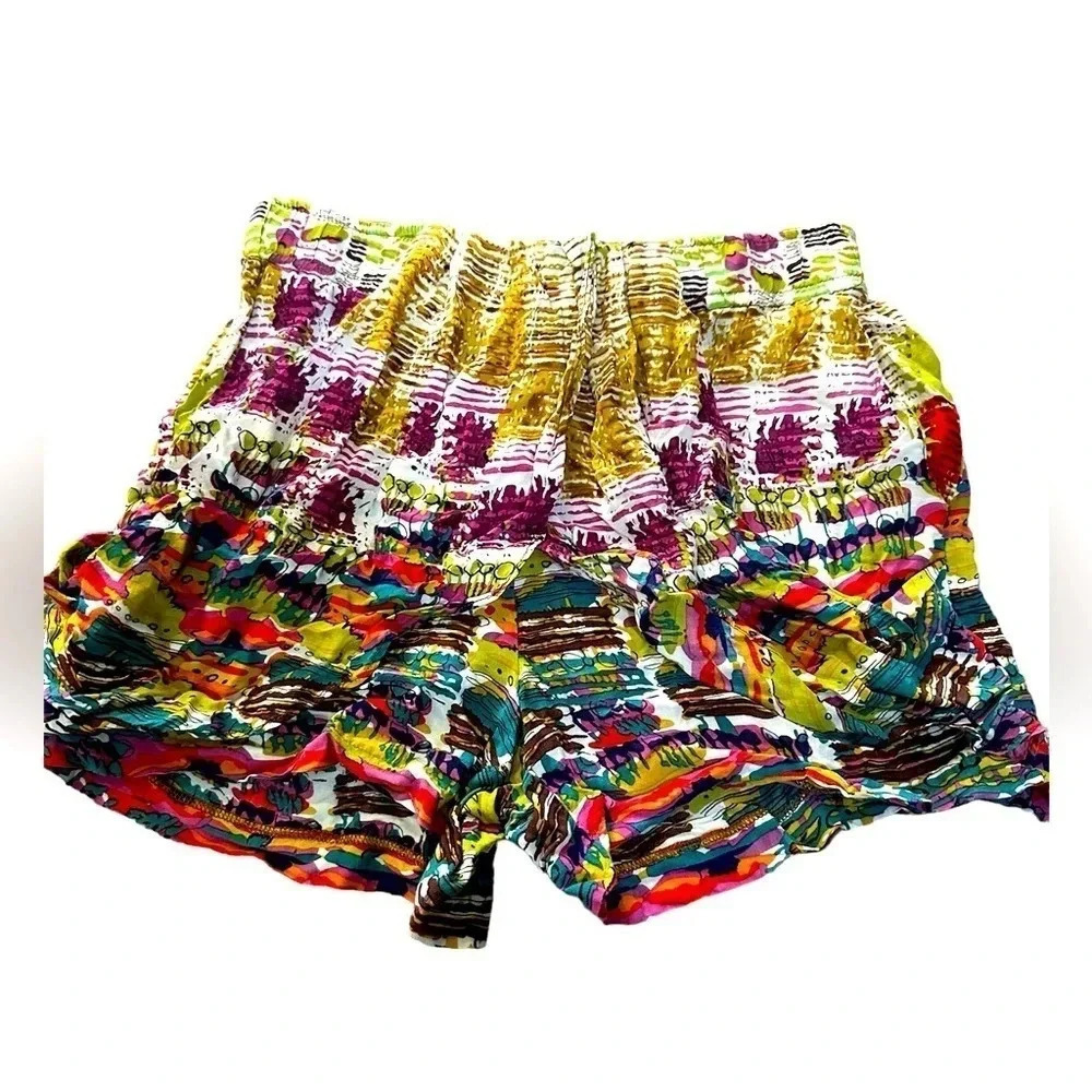 Love Colorful Boho Print Elastic Waist Shorts Festival Summer Vacation Women XS